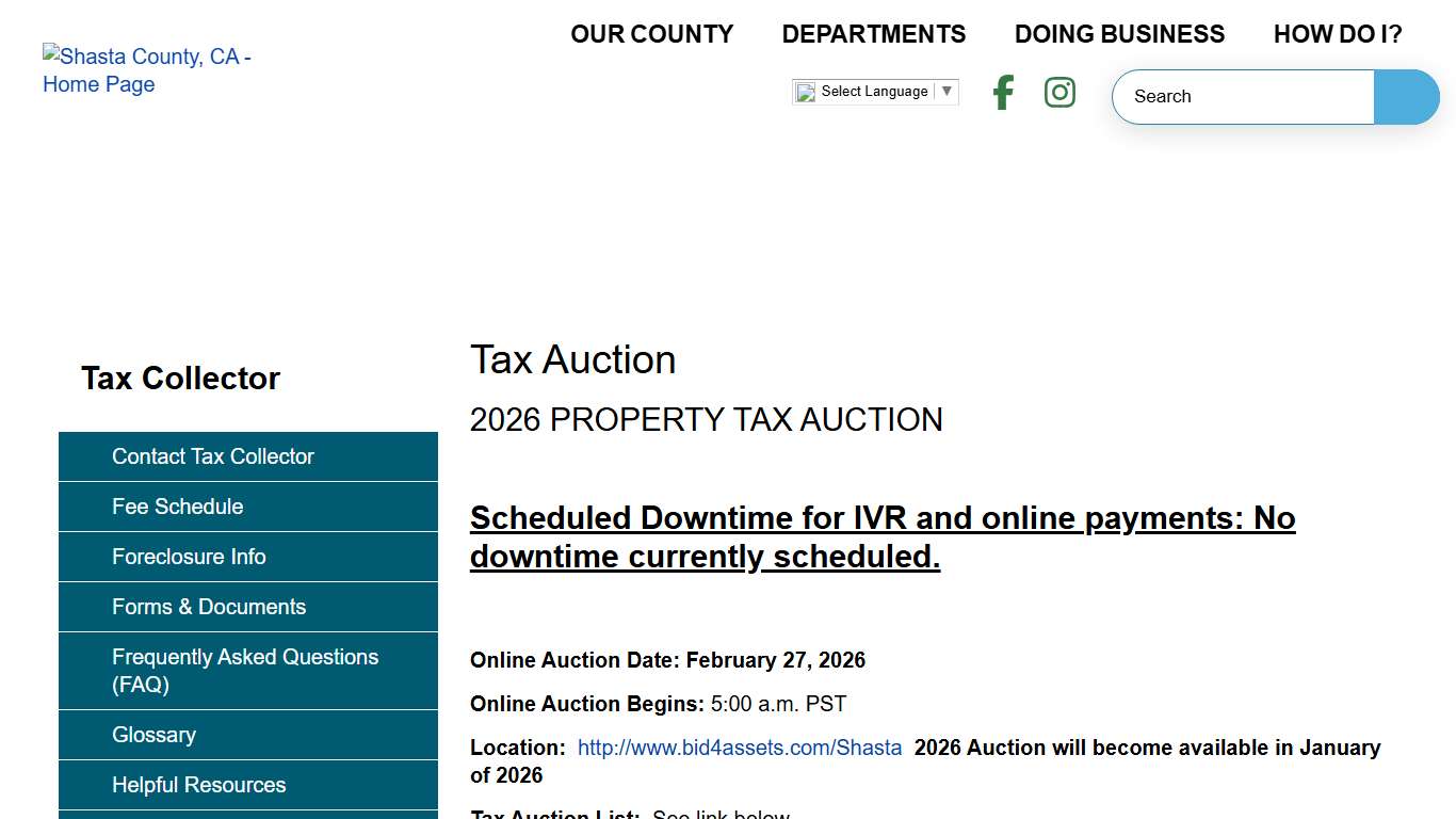 Tax Auction Shasta County CA