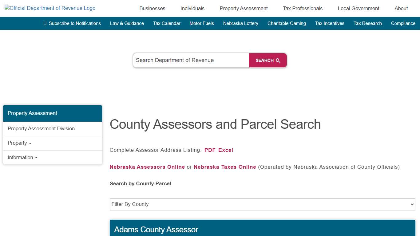 County Assessors and Parcel Search Nebraska Department of Revenue